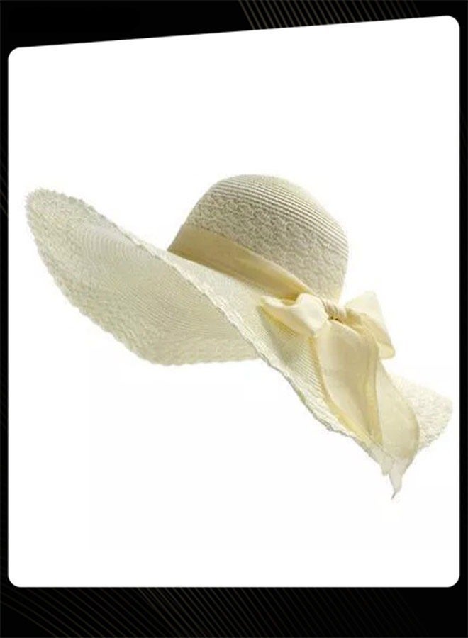 Women Summer Large Brim Sun Protection Bowknot Beachside Hat - Image 2